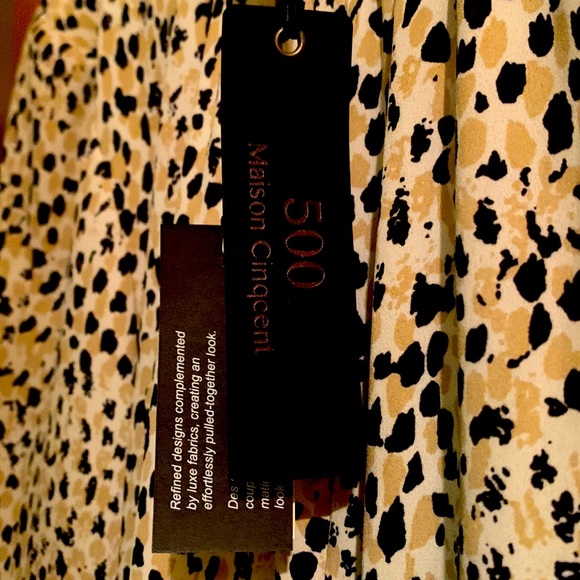 Maison Cinqcent 500 blouse leopard motif colors blk beige white size med - Picture 6 of 7